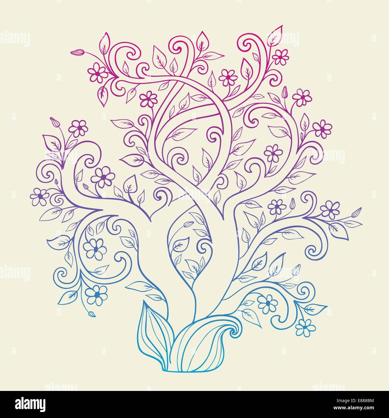 Vector background with decorative flowering tree Stock Vector Image ...