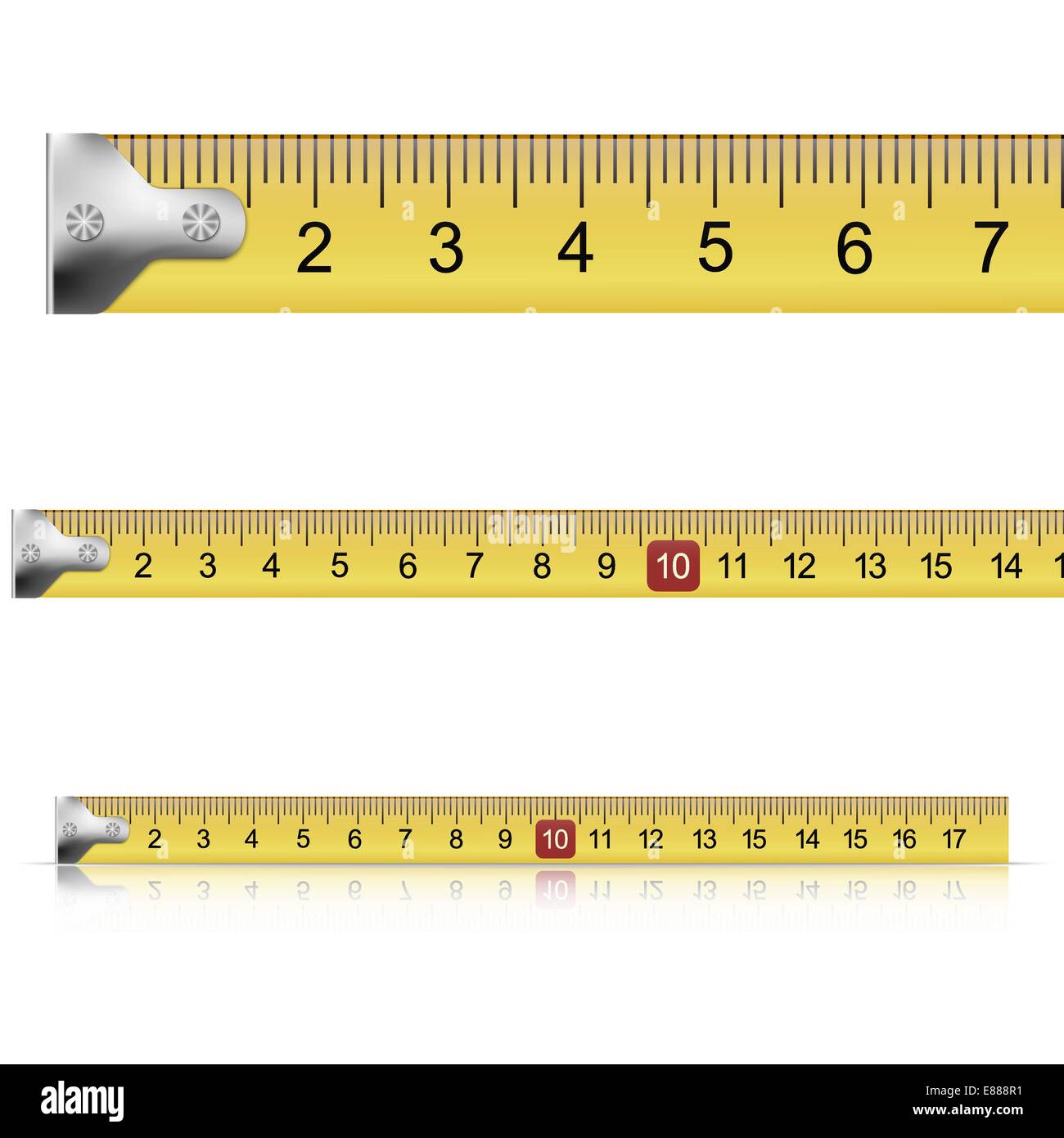 Set of measuring tapes on white background Stock Vector Image & Art Alamy