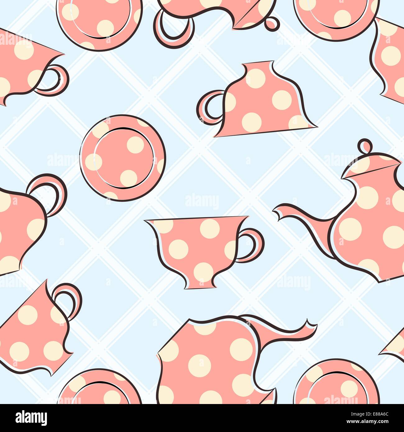 Seamless pattern with cups and teapot Stock Vector Image & Art - Alamy