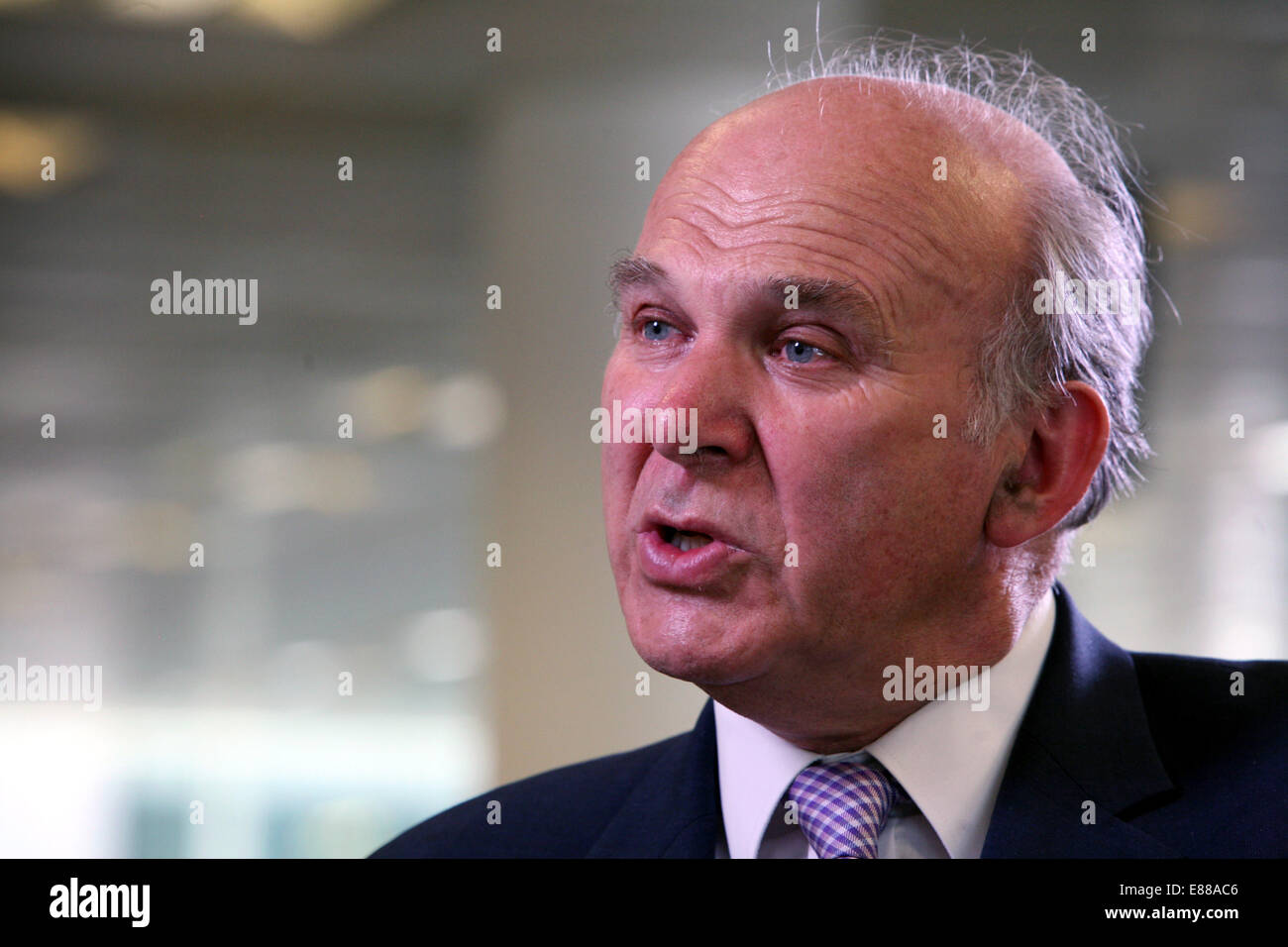 Vince Cable , former Lib Dem leader, in the Manchester Evening News office. Stock Photo