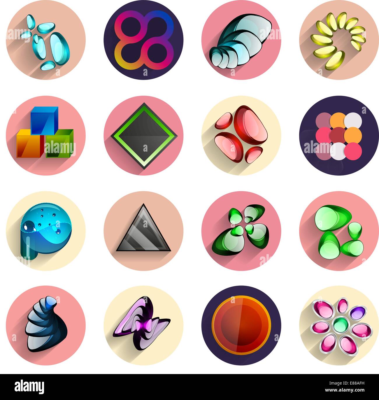 Infographic templates inside colorful circles. Set of flat icons with ...