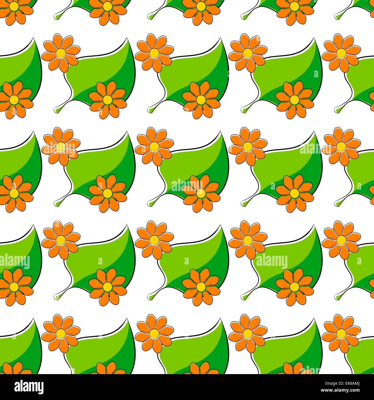 Seamless pattern with chamomiles and green leaf Stock Vector Image ...