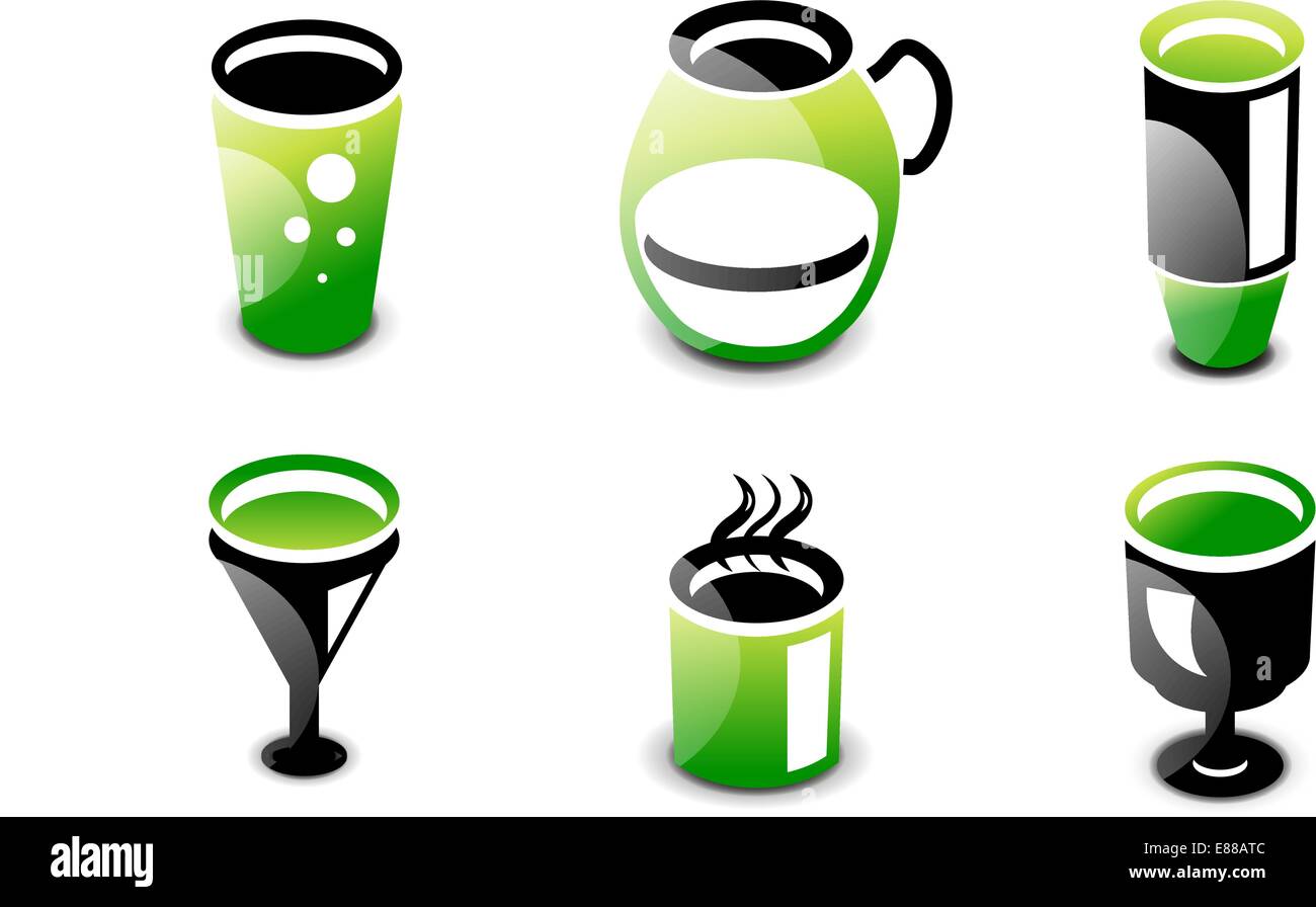 Glossy drinks and beverages vector icon set Stock Vector Image & Art ...