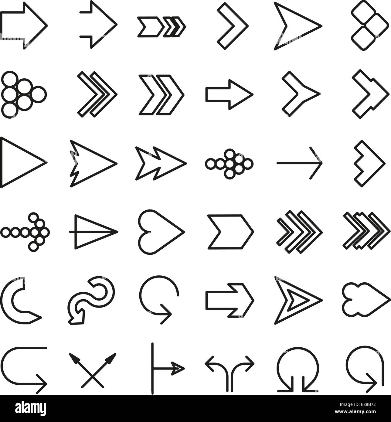 Vector arrow thin line icon set. Trendy flat design Stock Vector Image ...