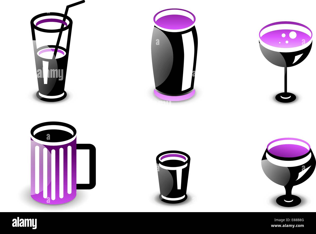 Glossy drinks and beverages vector icon set Stock Vector Image & Art ...