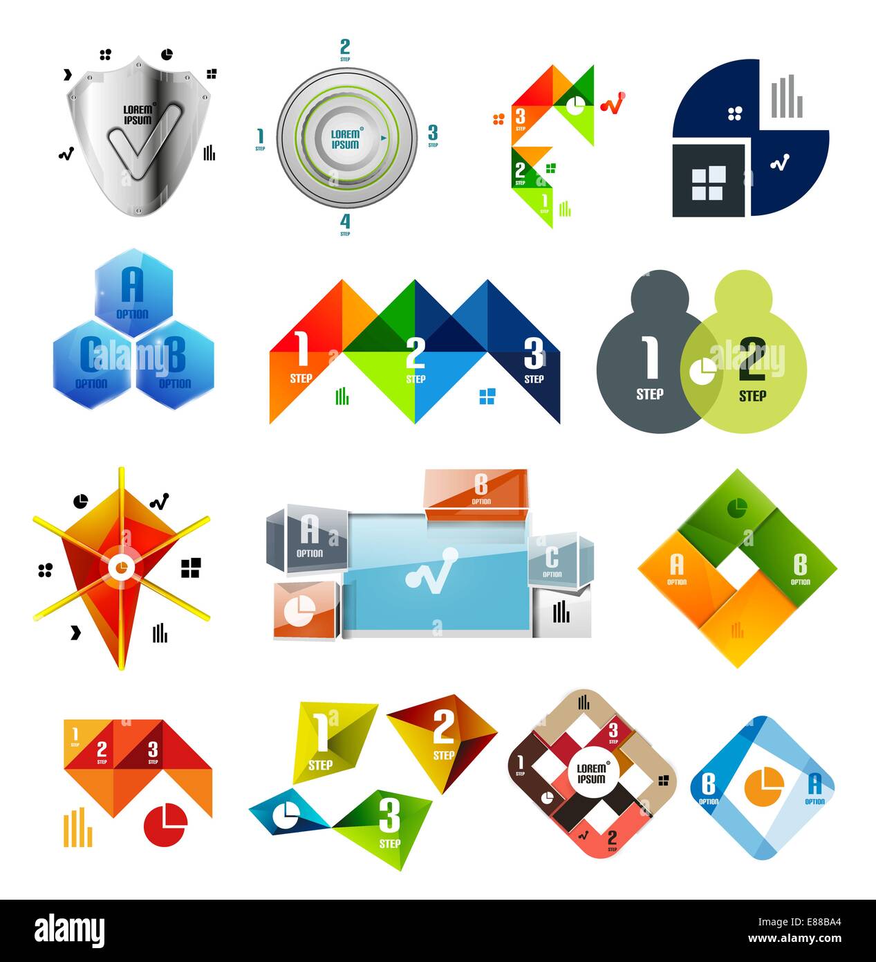 Collection of infographic templates and design elements Stock Vector