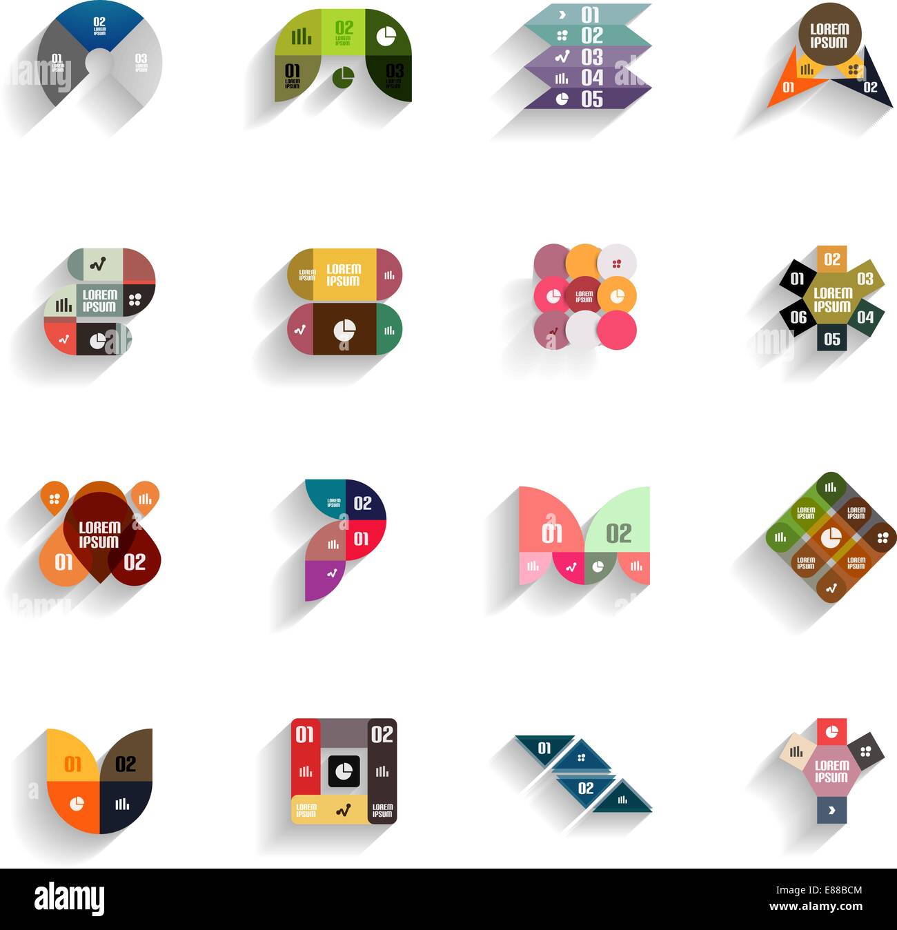 Set of 3d flat geometric abstract icons for mobile apps, business ...