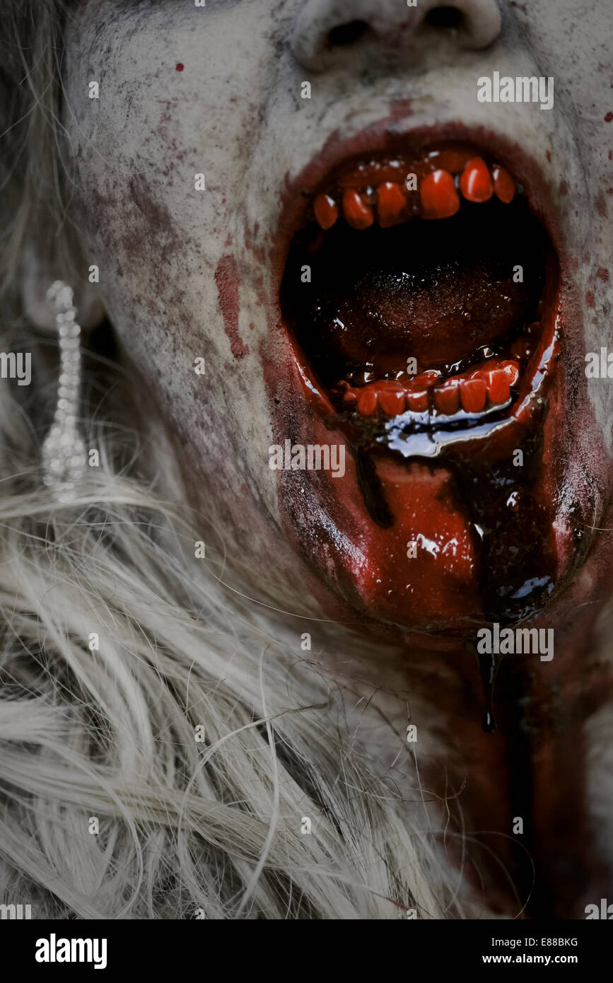 Zombie mouth close up detail Stock Photo