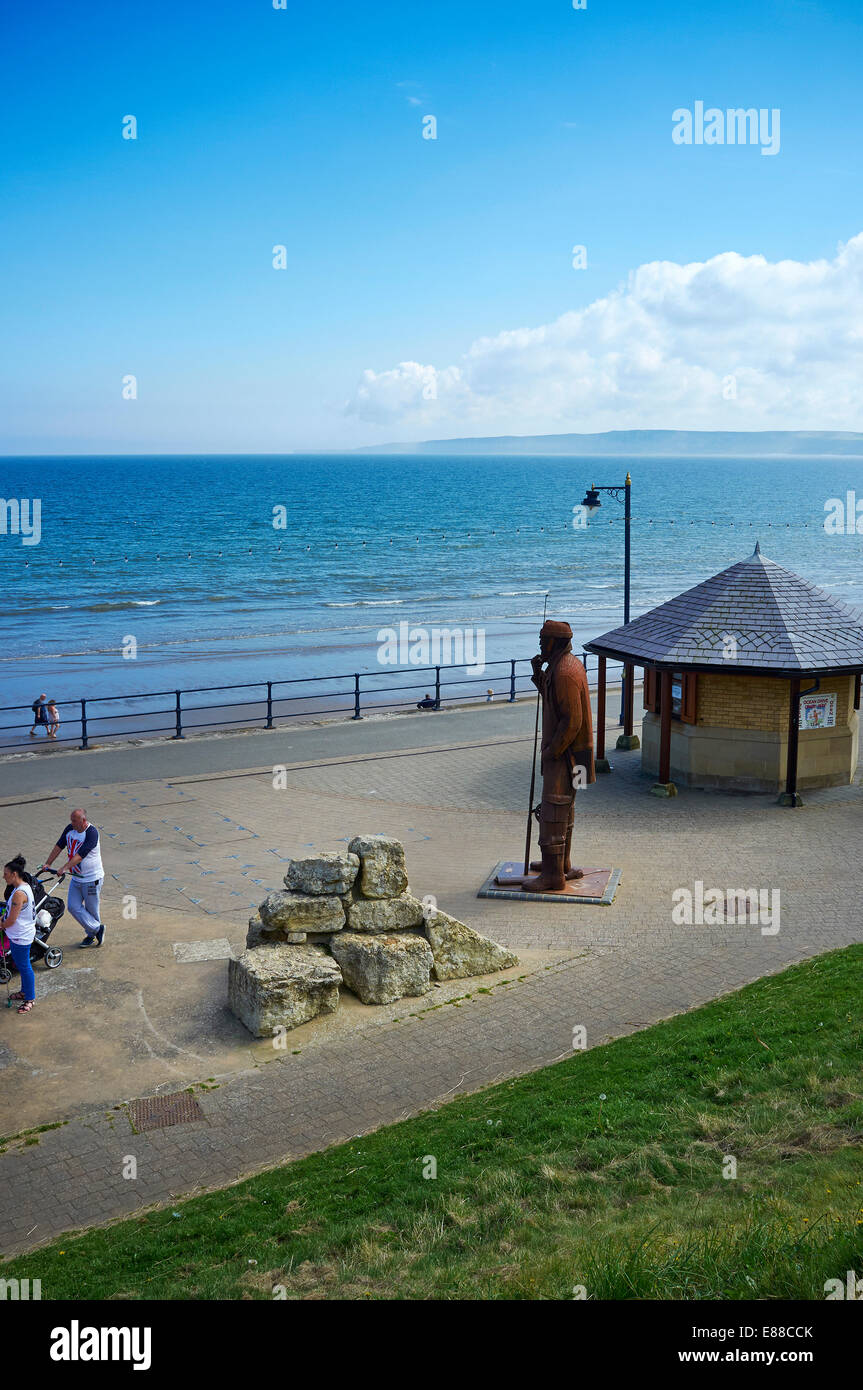 Filey, on the Yorkshire East Coast, Northern England, UK, showing the Fisherman Statue Stock Photo