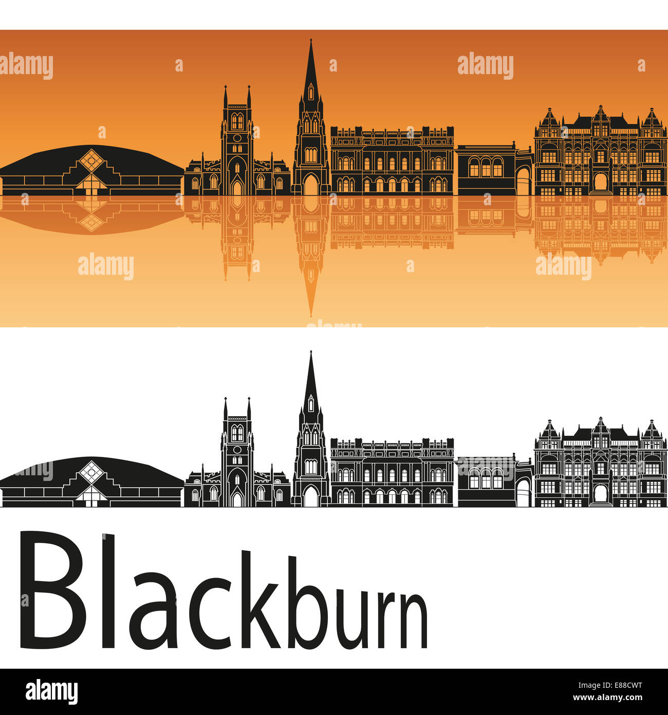 Blackburn skyline in orange Stock Photo
