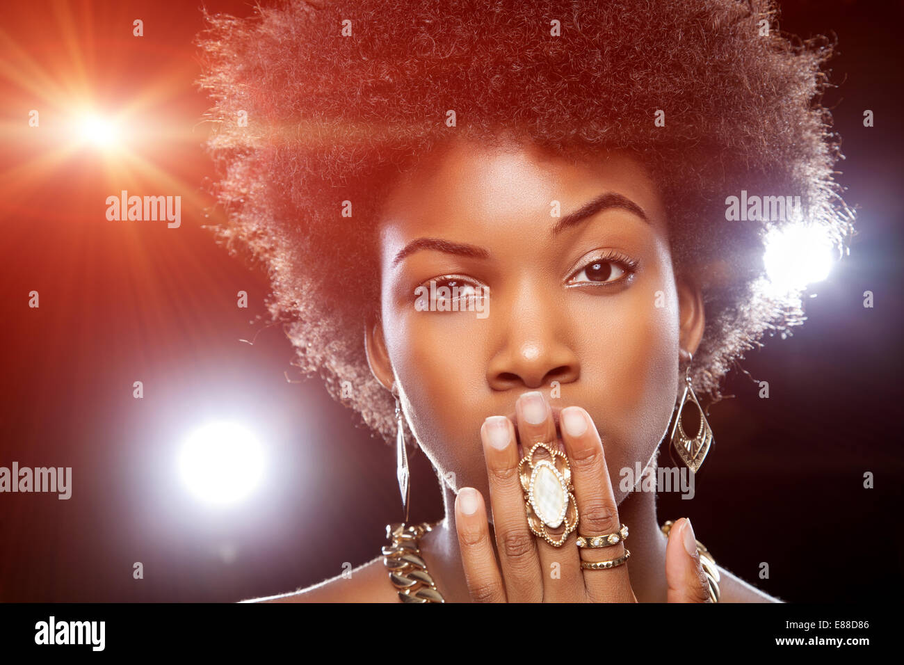 Beautiful young African woman with afro hairstyle Stock Photo