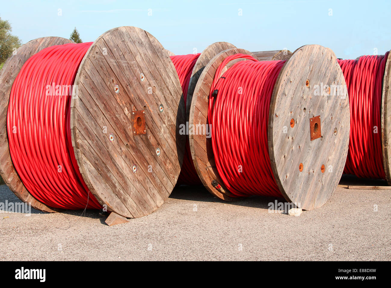 rolls of highvoltage power cable in the power station Stock Photo Alamy