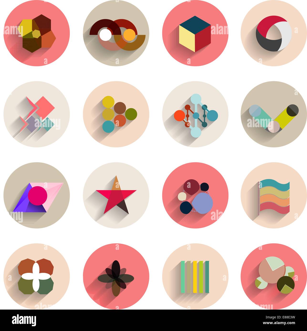 Vector set of geometric abstract flat icons. Can be used for business ...