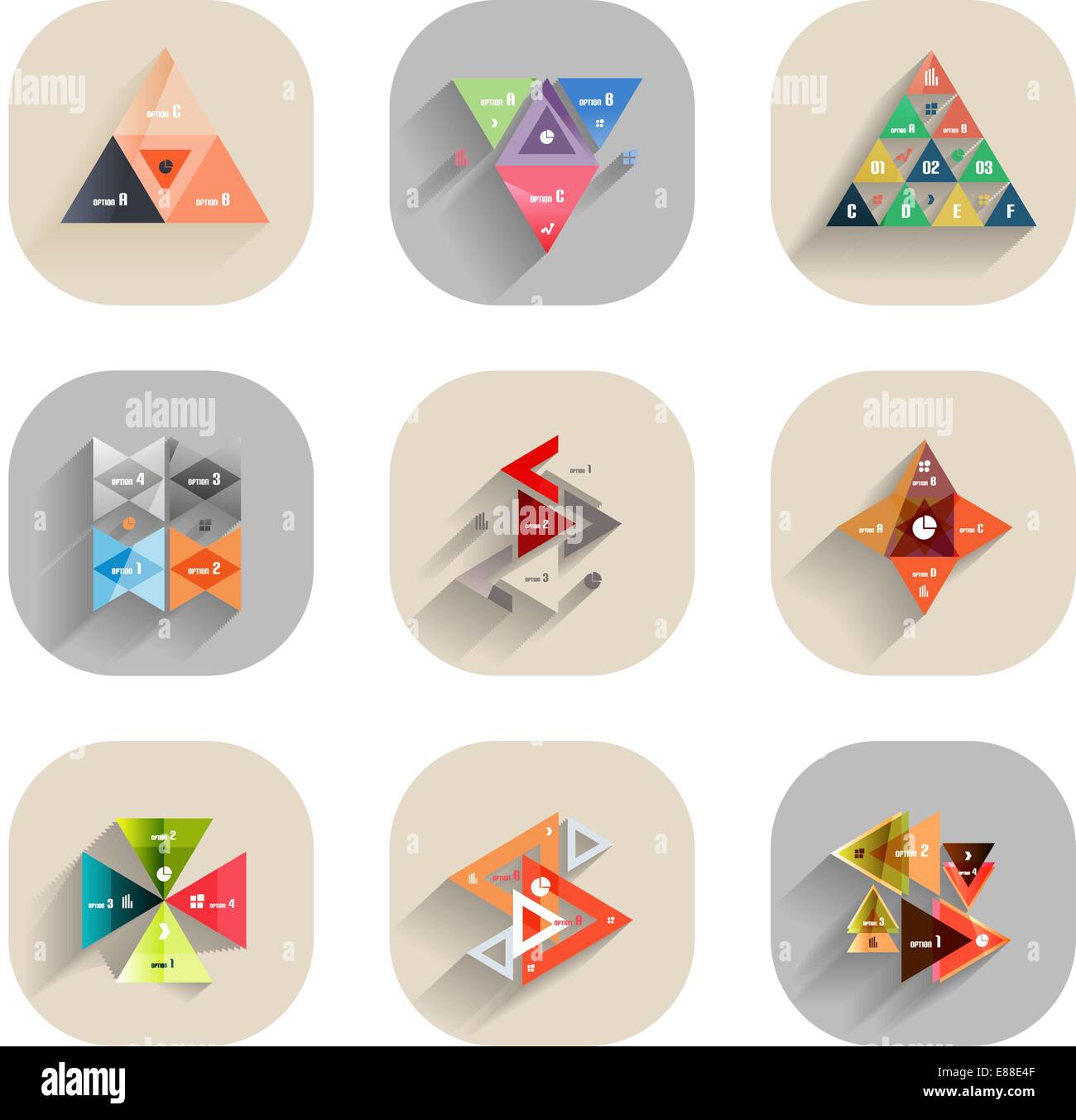 Infographic templates inside colorful circles. Set of flat icons with ...