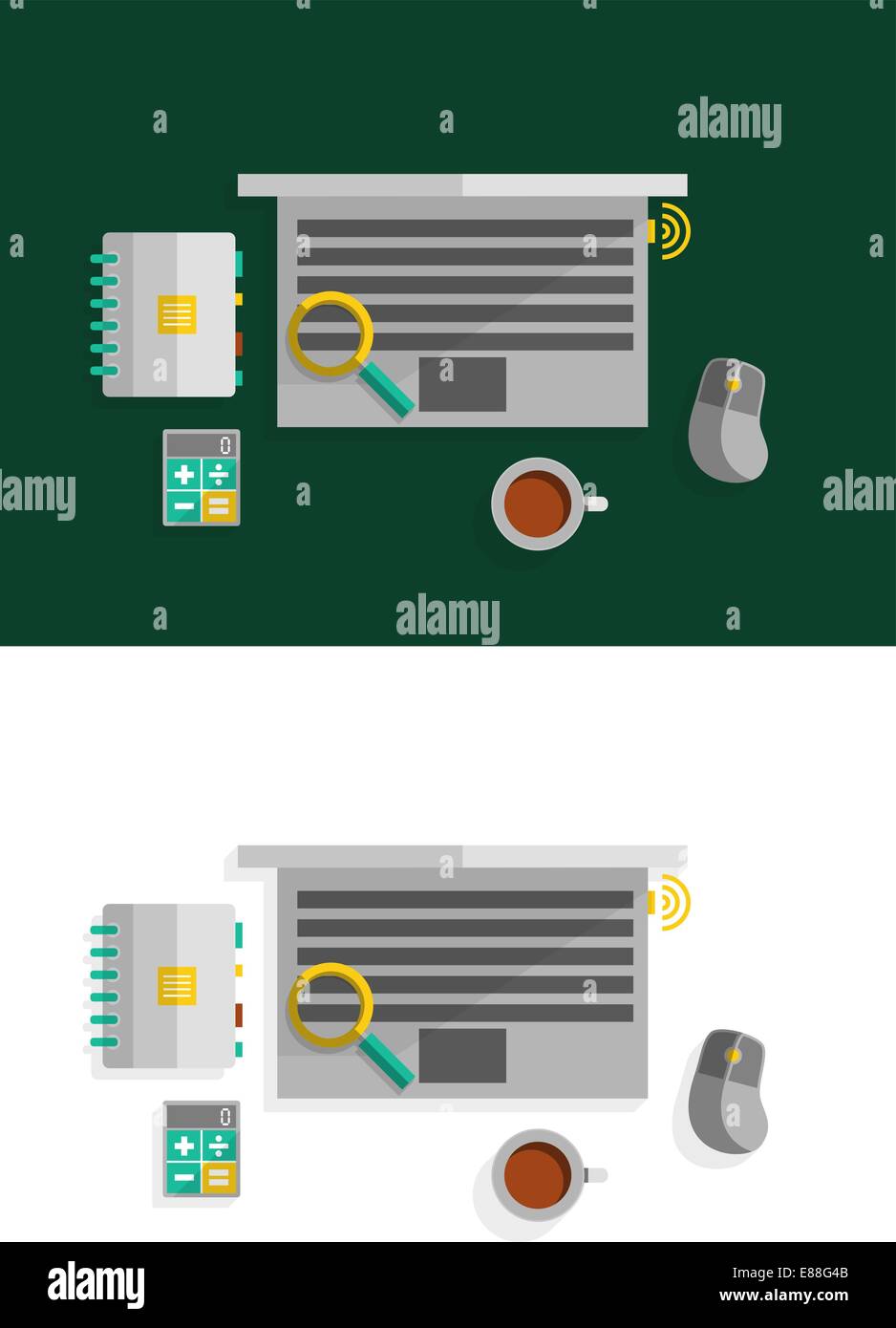 Office desktop flat design concept. Can be used for web design, printed ...