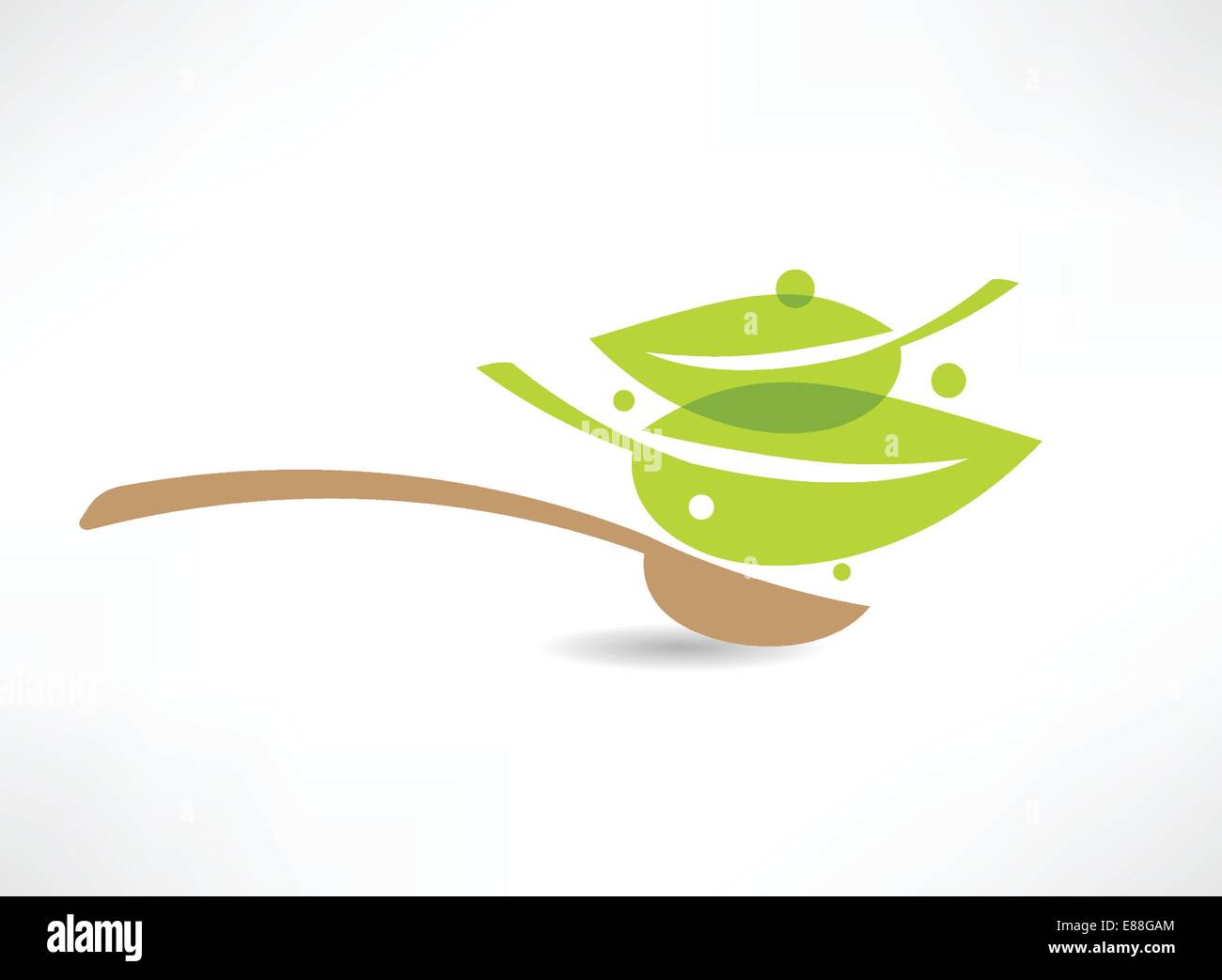 spoon with green leaf icon Stock Vector Image & Art - Alamy