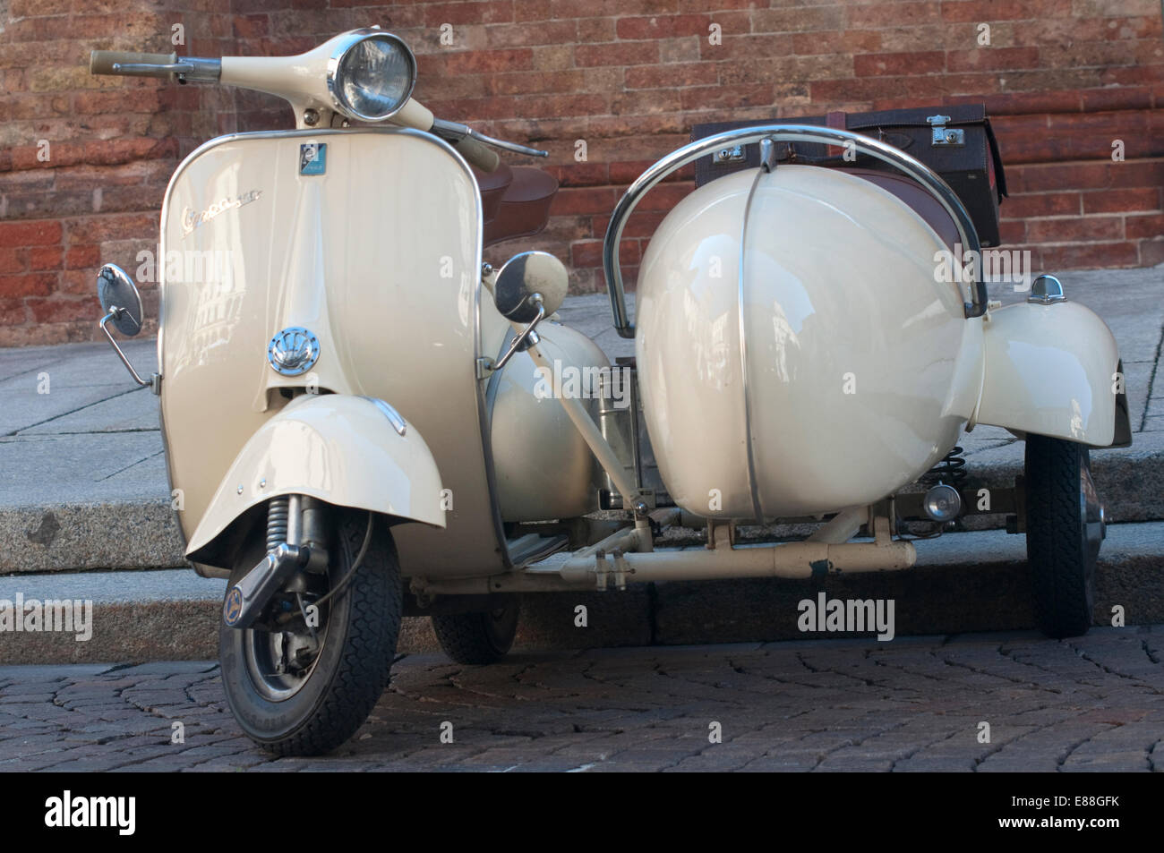 Italy, Lombardy, Crema,  Meeting of Scooter Vespa, Sidecar Stock Photo