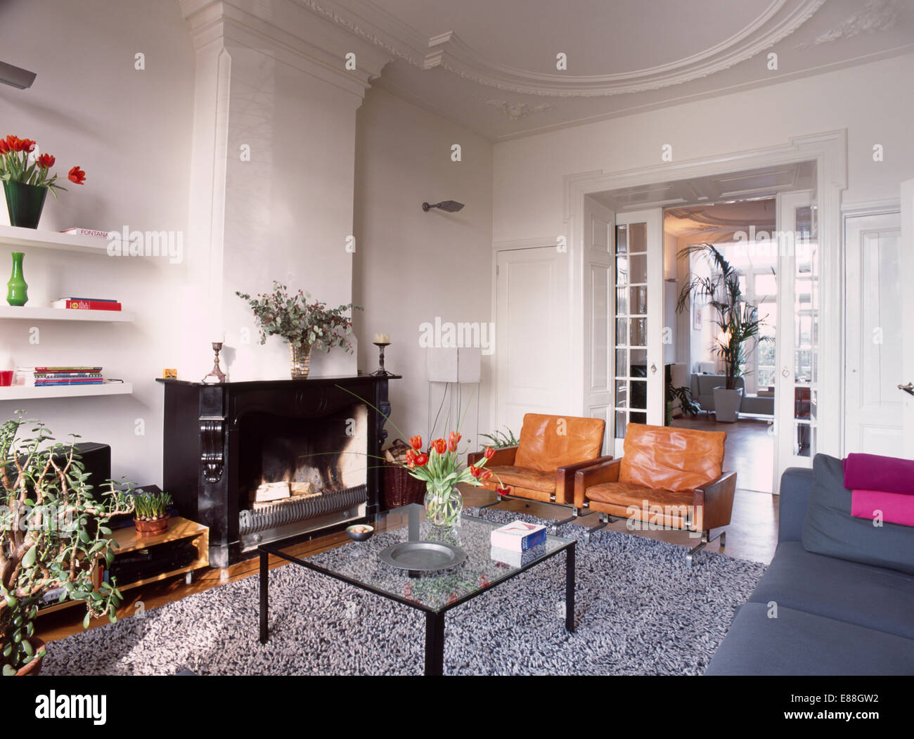 Glass Fireplace Doors Stock Photos Glass Fireplace Doors