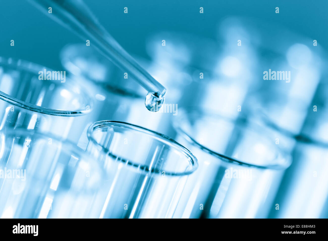 Microbiological test tubes and pipette Stock Photo