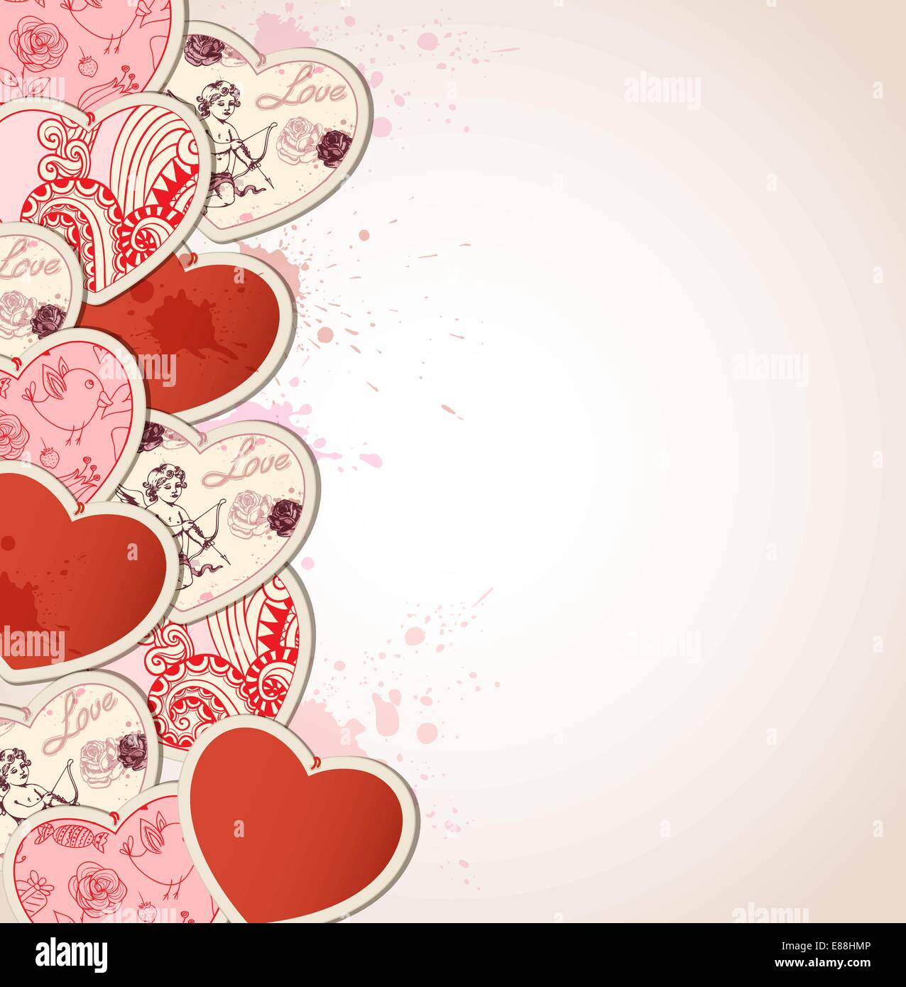 Decorative vector background with hearts for Valentine’s day Stock ...