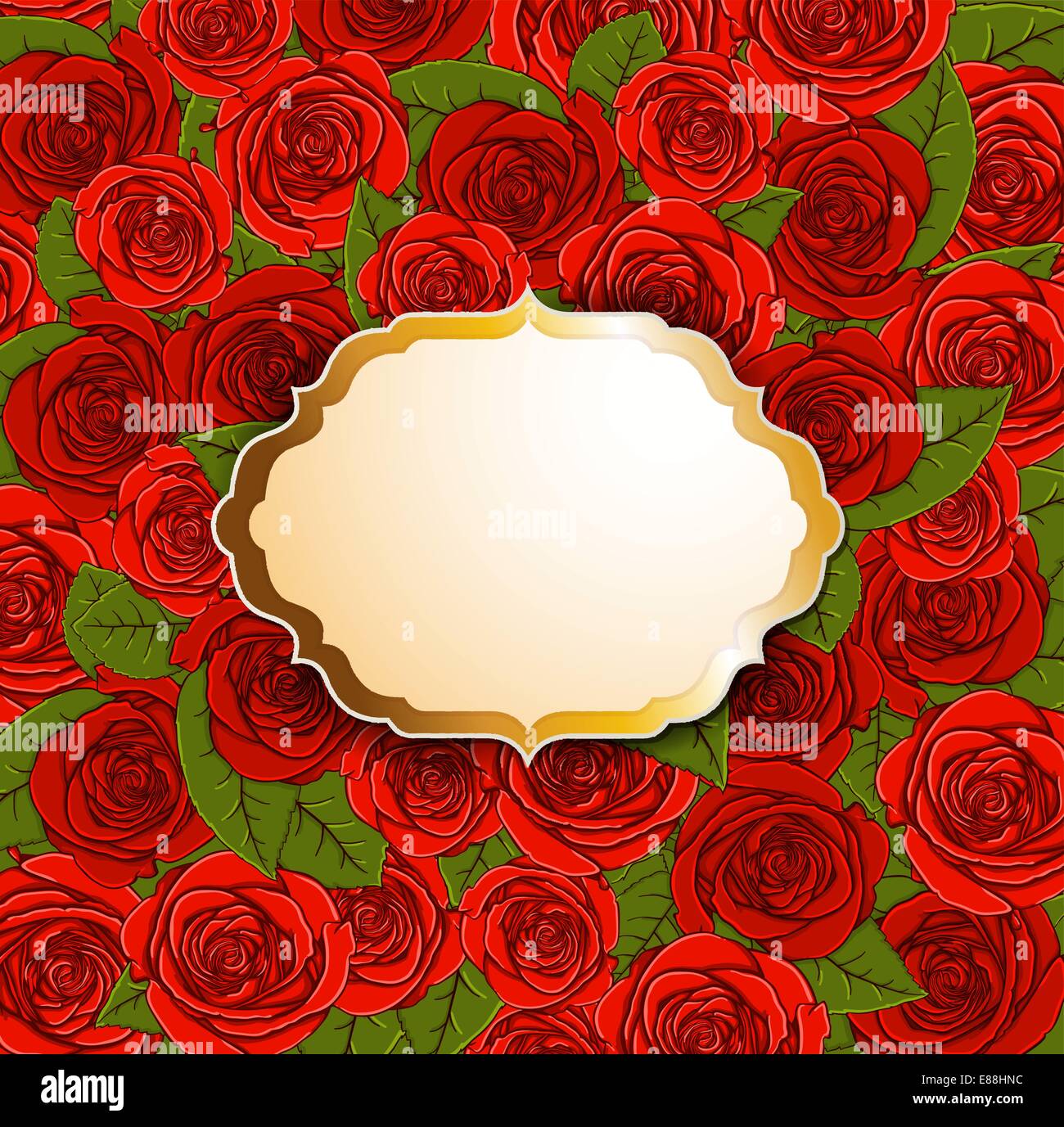 Rose Background Pattern Label Vector decorative background with red roses and label Stock Vector ...