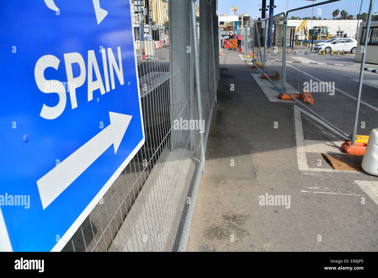 Gibraltar. 2nd October, 2014. View of border exit into Spain where