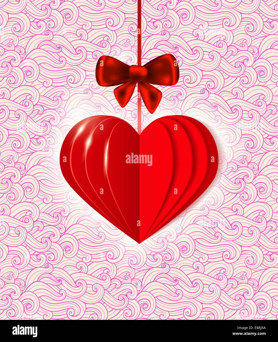 Vector Valentine background with red paper heart Stock Vector Image ...