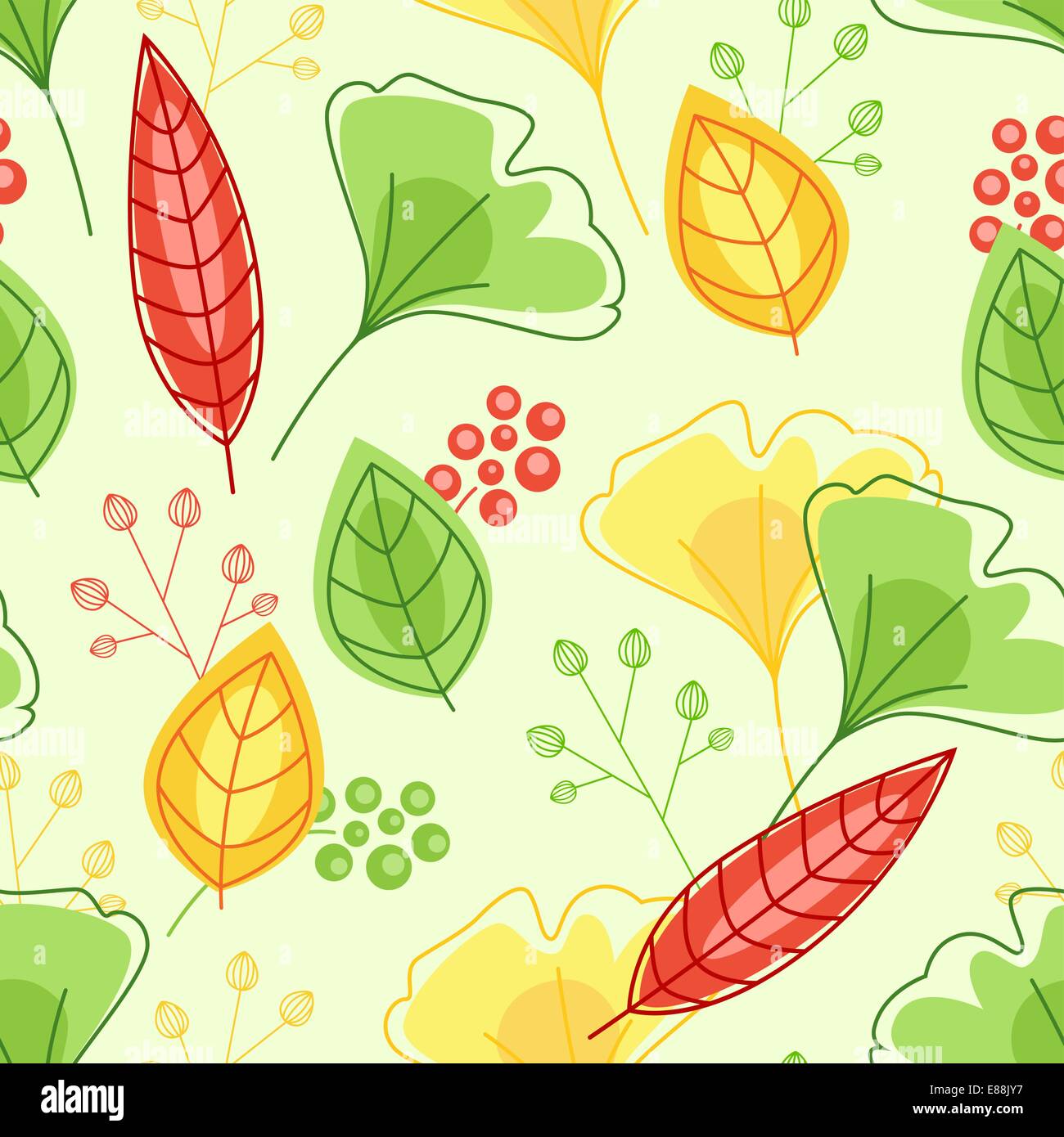 Vector seamless pattern with green and yellow leaves Stock Vector Image ...