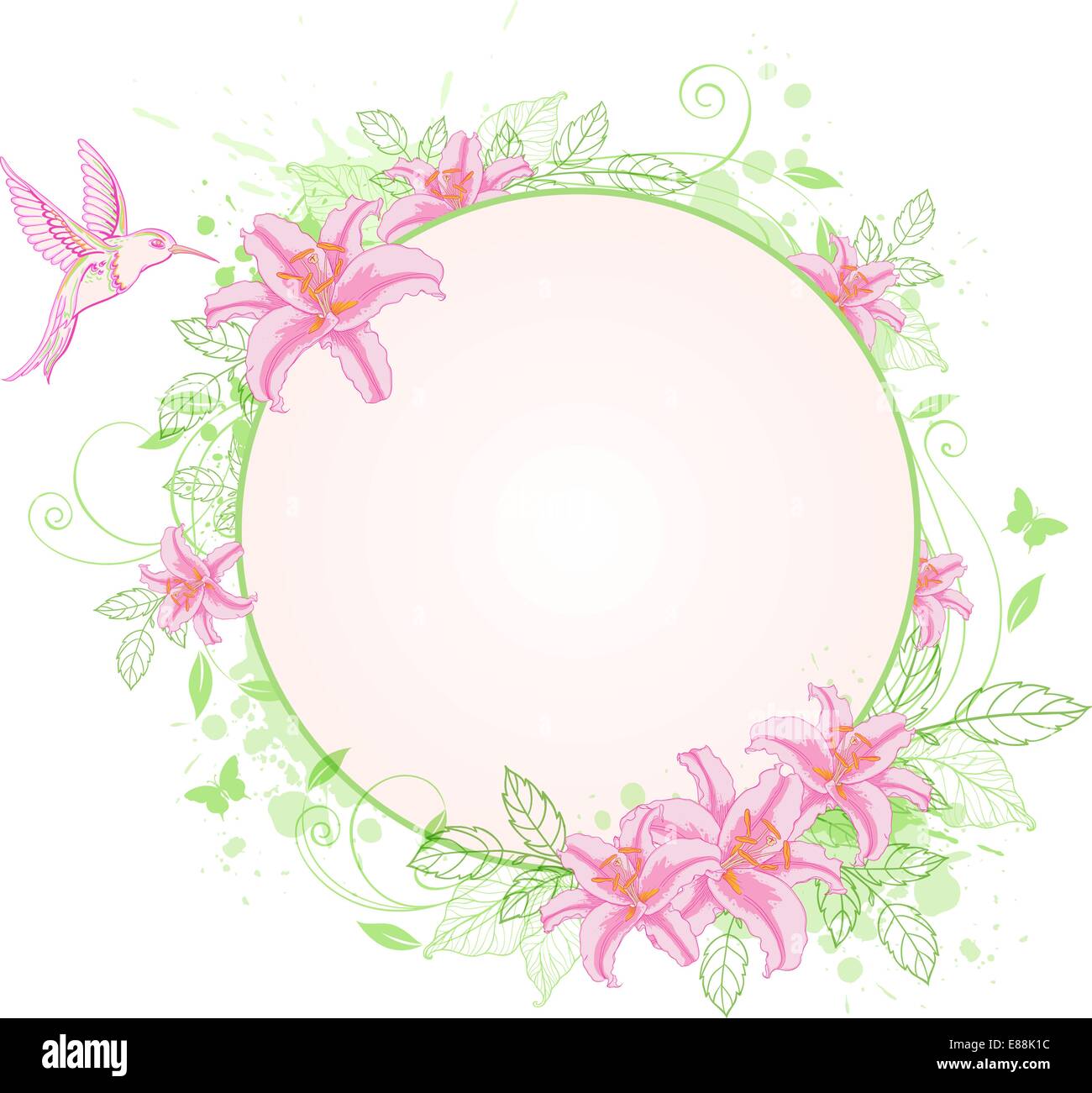 Tropical vector banner with green leaves and lily flowers Stock Vector ...