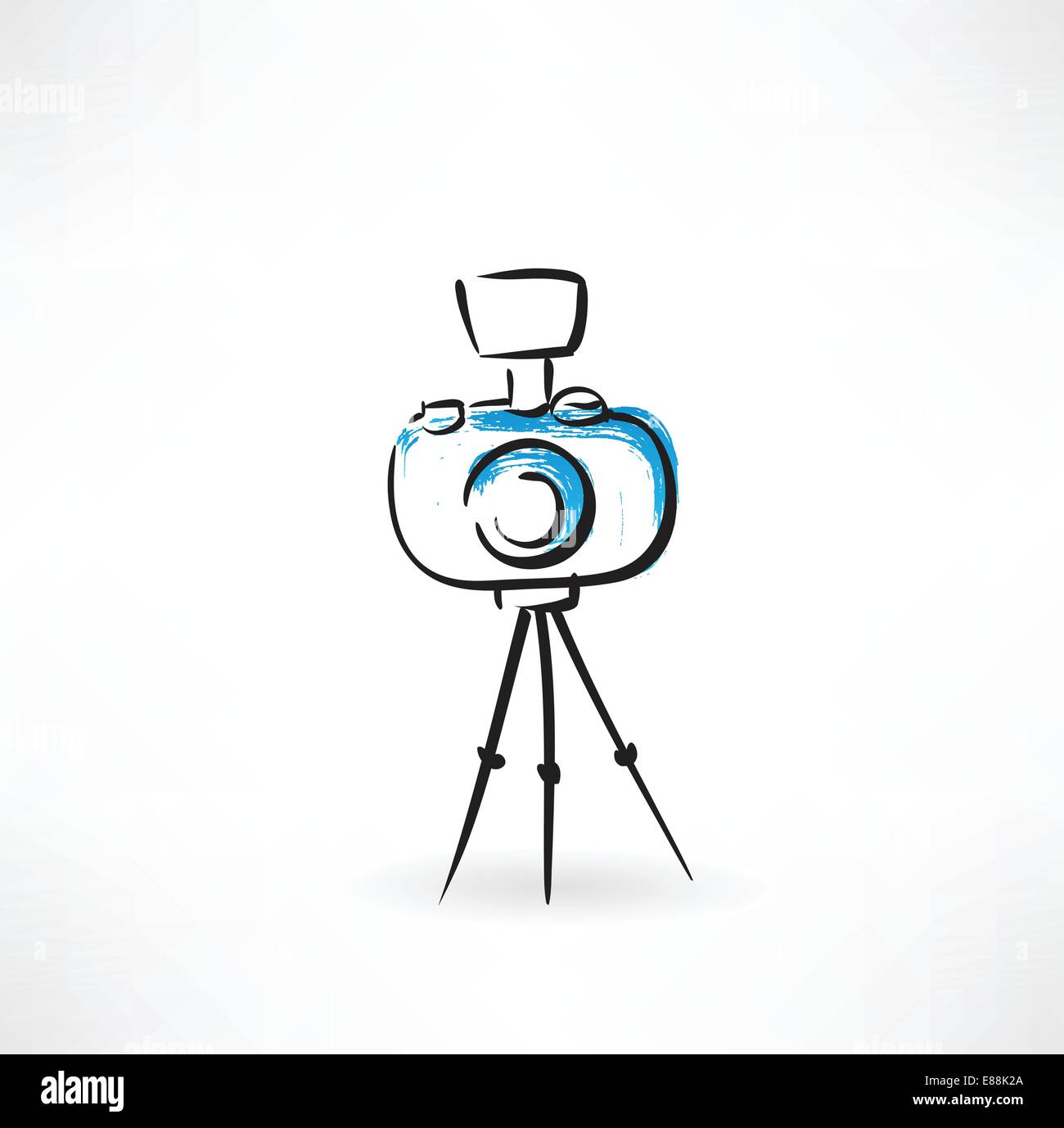 camera on a tripod grunge icon Stock Vector