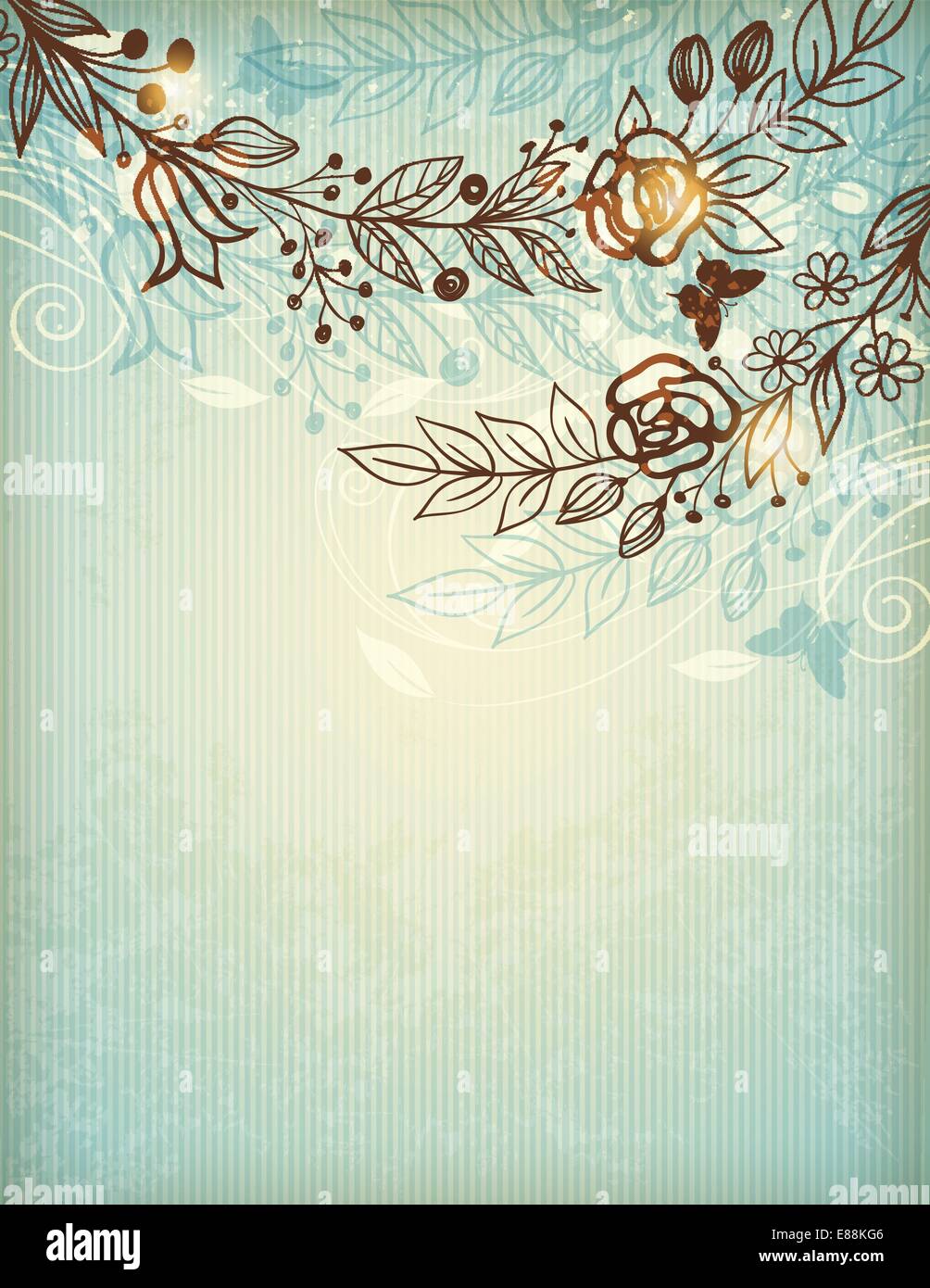 Decorative vintage hand drawn floral background Stock Vector Image ...