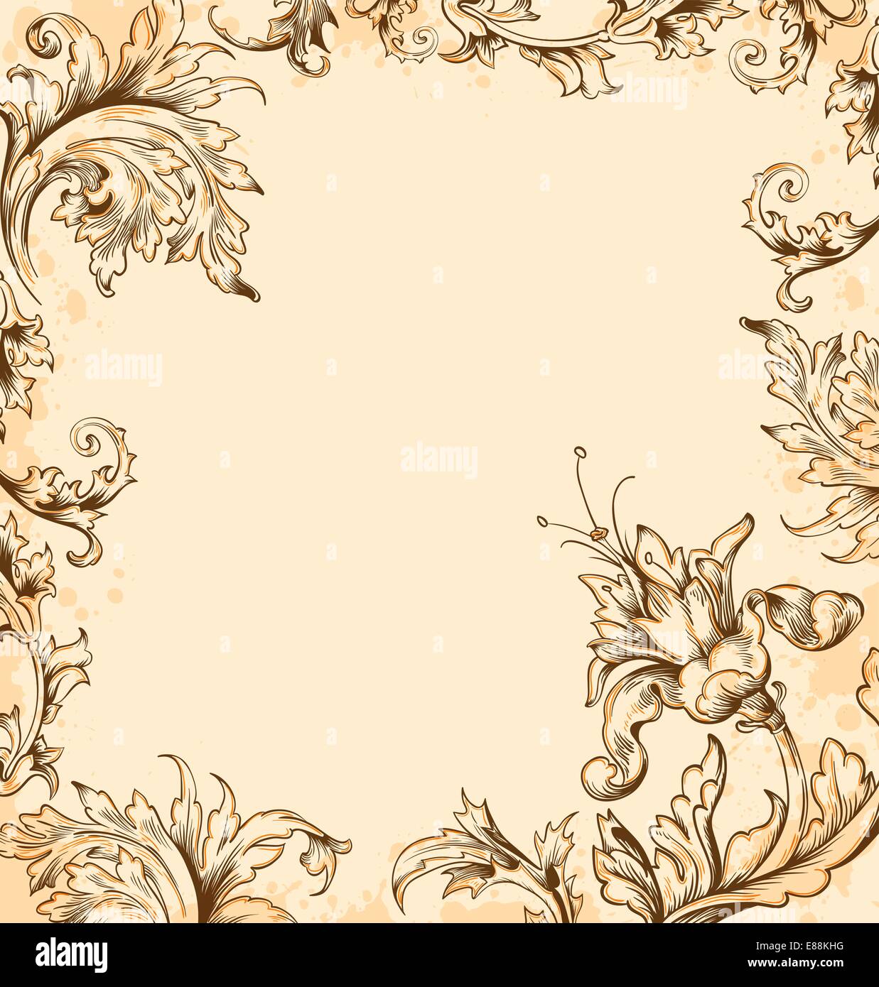 Vector hand drawn floral Victorian background Stock Vector Image & Art ...