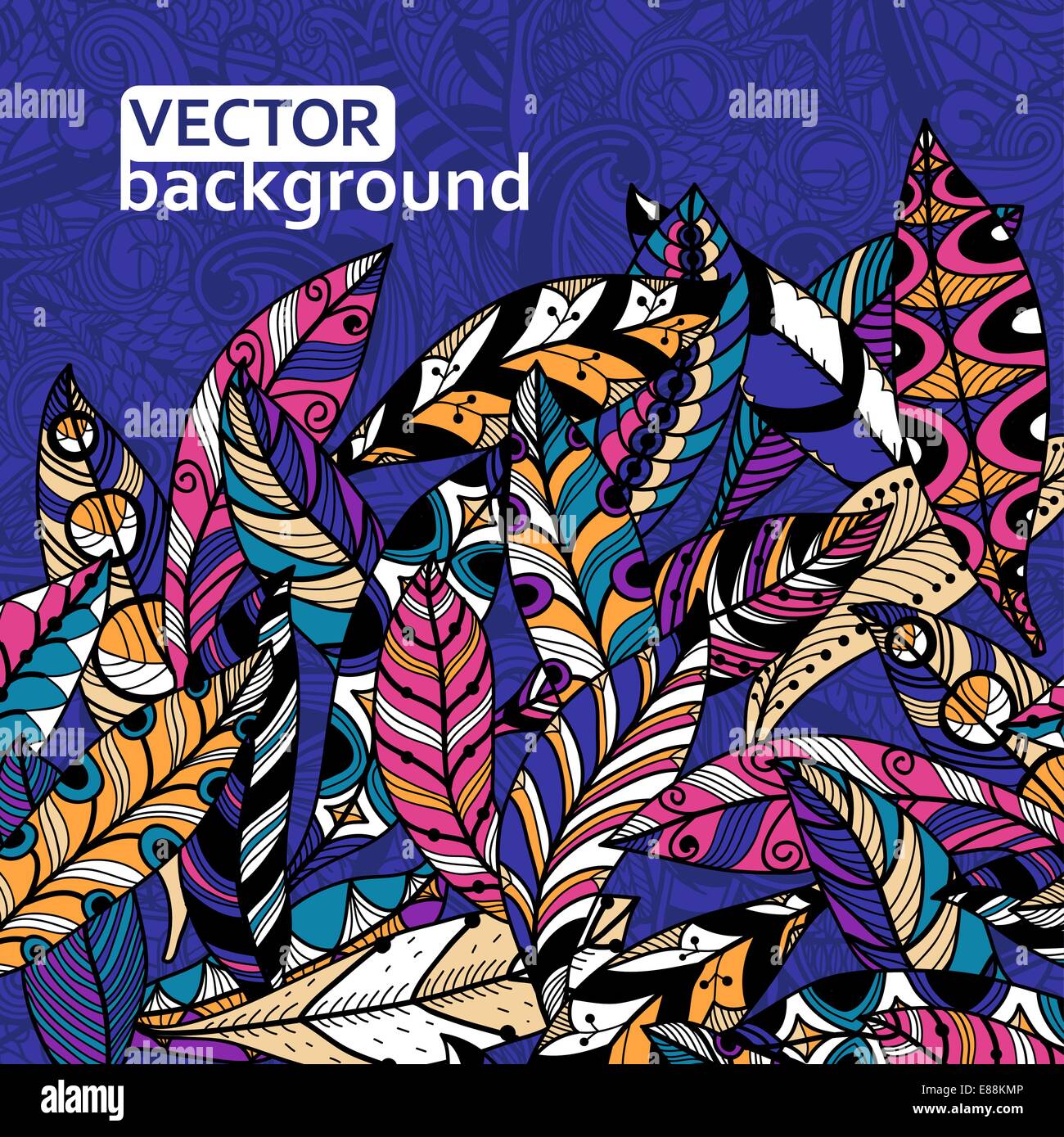 abstract vector background with colorful feathers Stock Vector