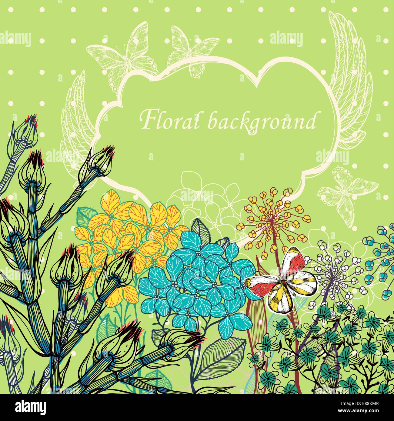 vector illustration of blooming flowers and plants Stock Vector Image ...