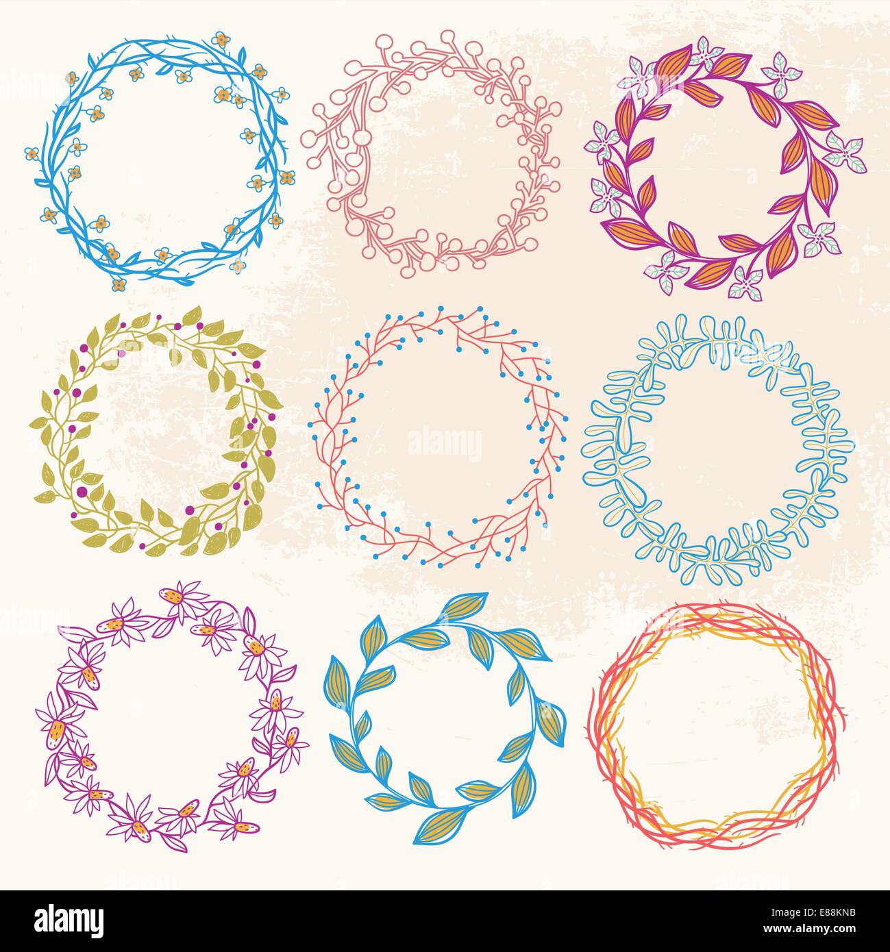 vector set of hand drawn floral wreaths Stock Vector Image & Art - Alamy
