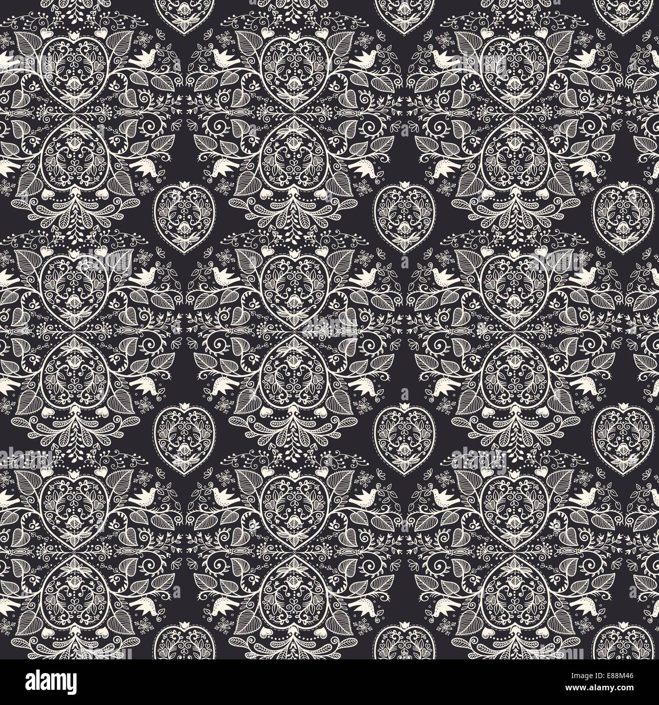 vector seamless pattern with floral hearts Stock Vector Image & Art - Alamy