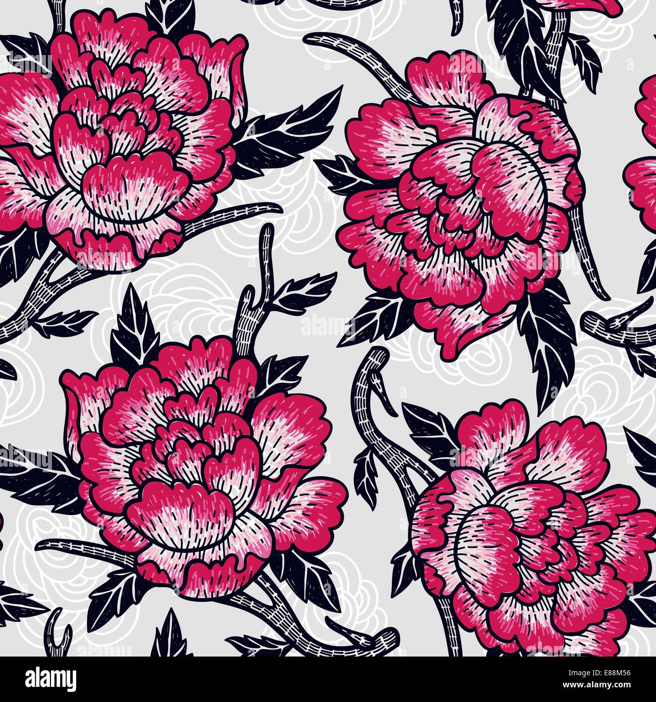 vector floral seamless pattern with vintage blooming roses Stock Vector ...