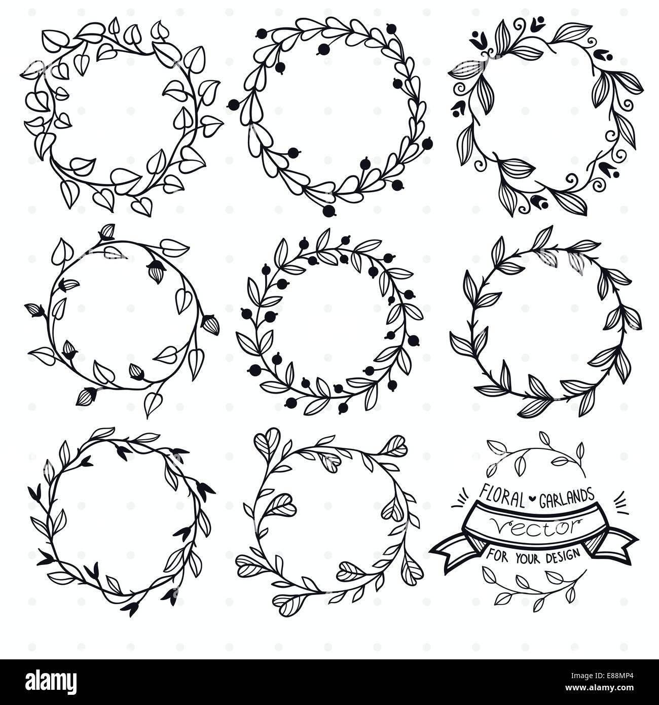 vector set of hand drawn floral frames Stock Vector Image & Art - Alamy