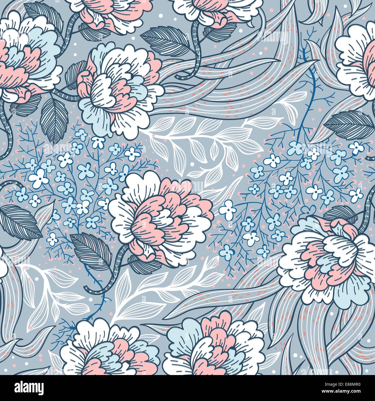 vector floral seamless texture. vector seamless pattern with vintage ...