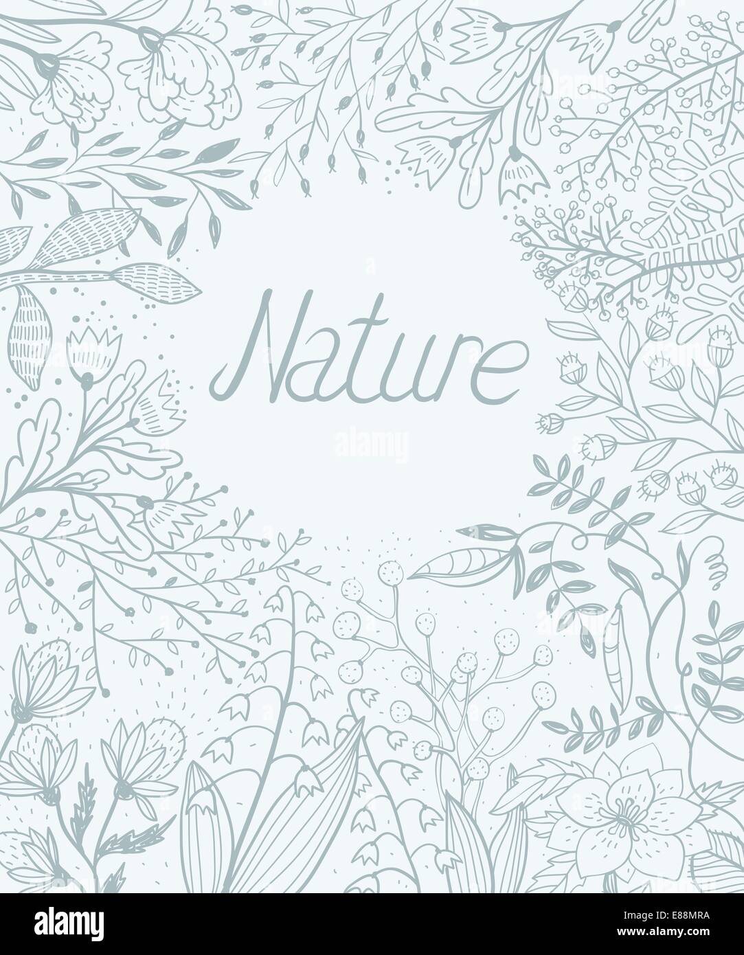vector floral background with hand drawn plants and herbs Stock Vector ...