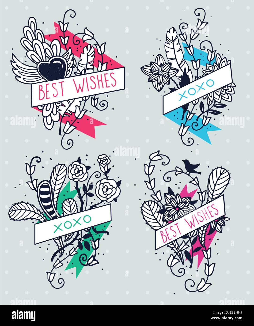 vector set of vintage floral elements Stock Vector Image & Art - Alamy