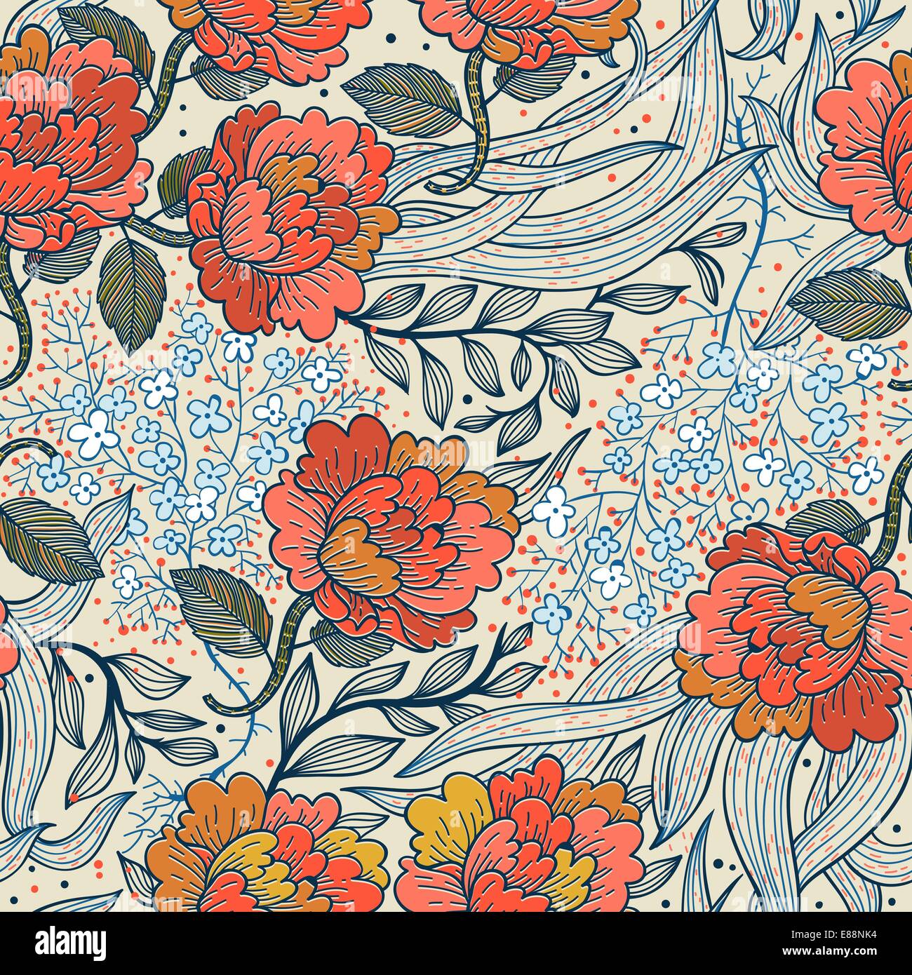 vector floral seamless pattern with vintage roses Stock Vector Image ...
