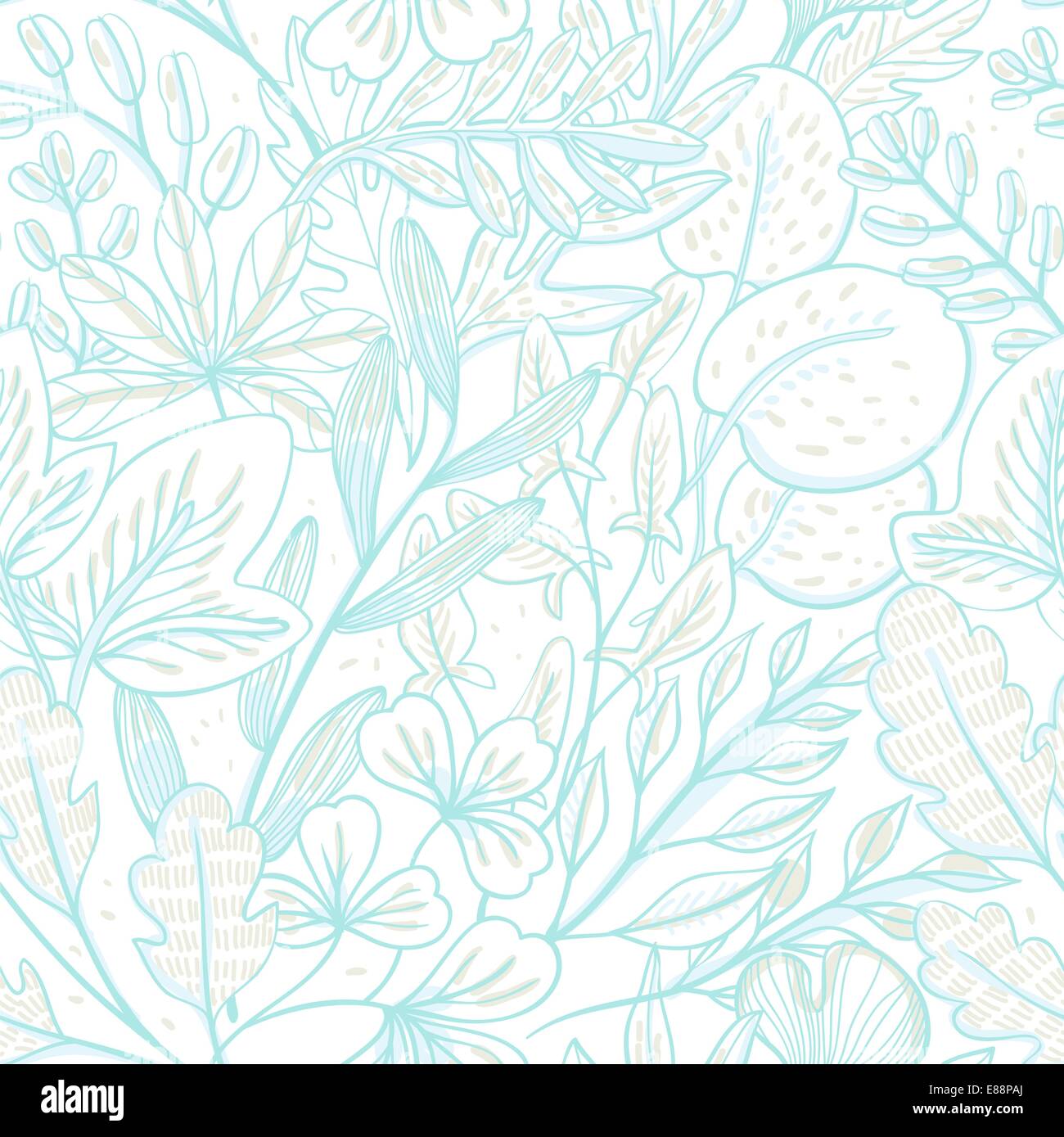 vector seamless pattern with hand drawn leaves Stock Vector Image & Art ...