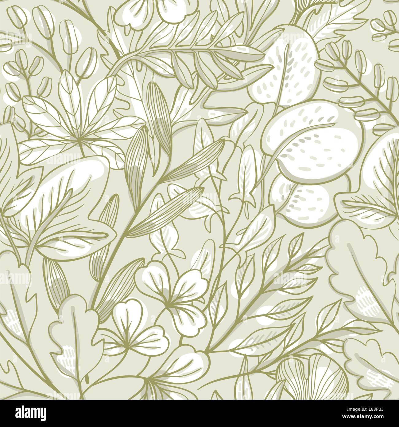 vector seamless pattern with hand drawn leaves Stock Vector Image & Art ...