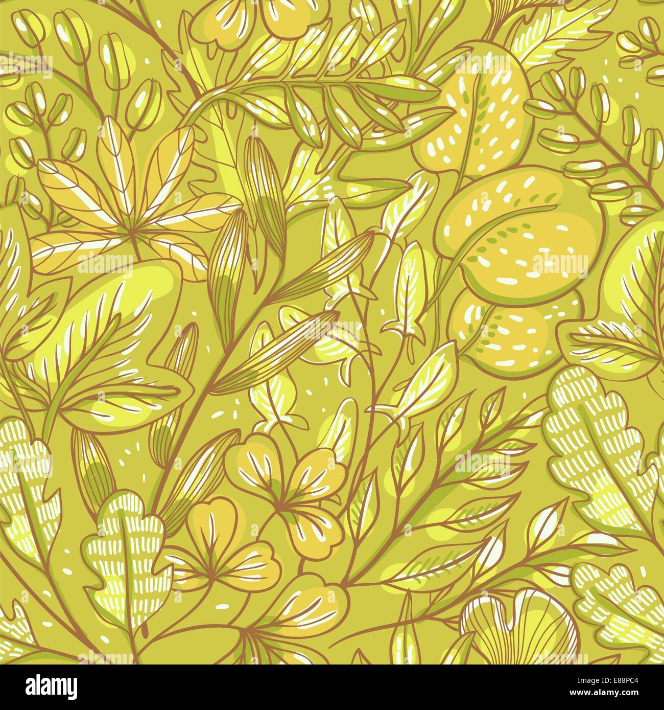 vector floral seamless pattern with fresh leaves Stock Vector Image ...