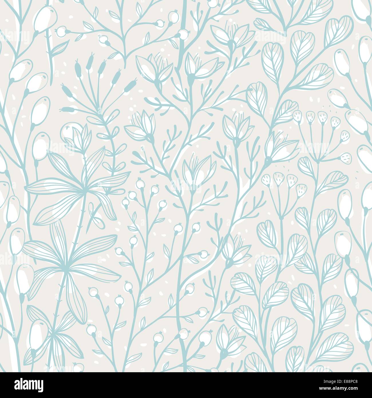 vector floral seamless pattern with hand drawn herbs Stock Vector Image ...