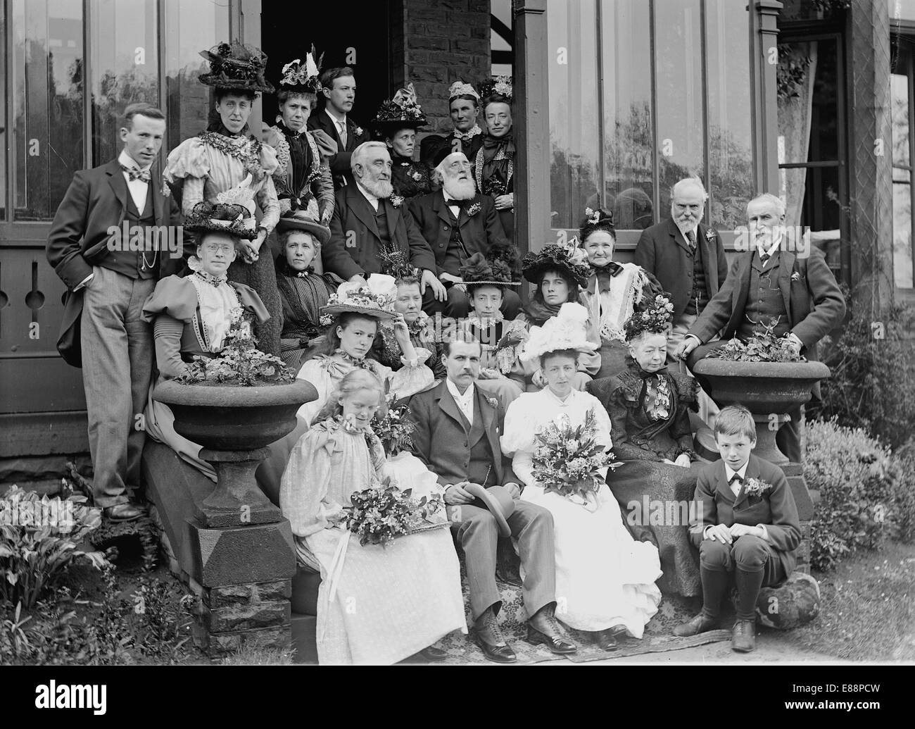 Family wedding party 1897. Photograph taken Ilkley, Yorkshire, England. Stock Photo