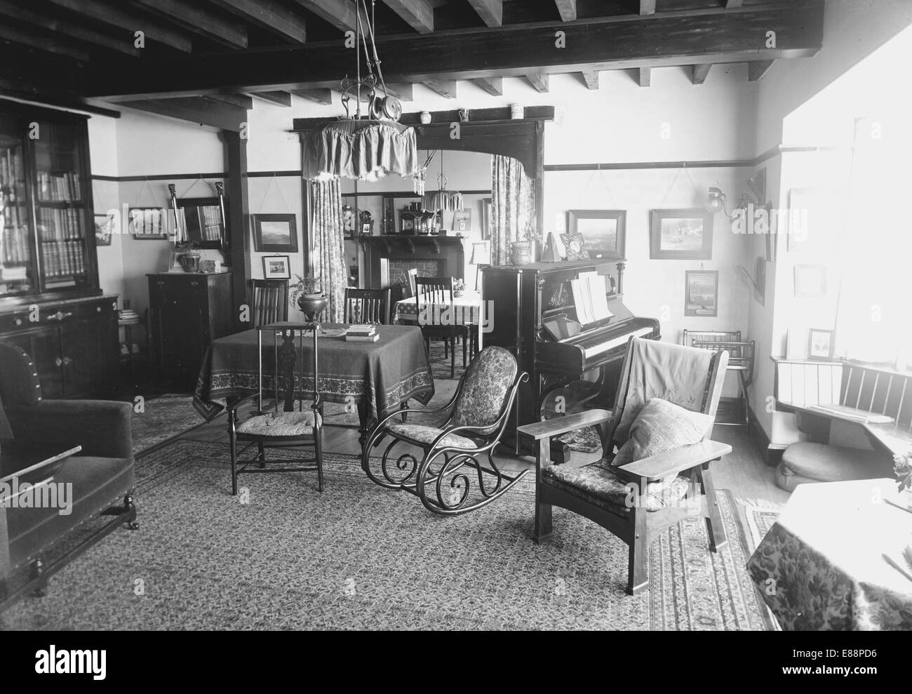 Interior of an Edwardian house in 1914. Photograph taken Ilkley, Yorkshire, England. Stock Photo