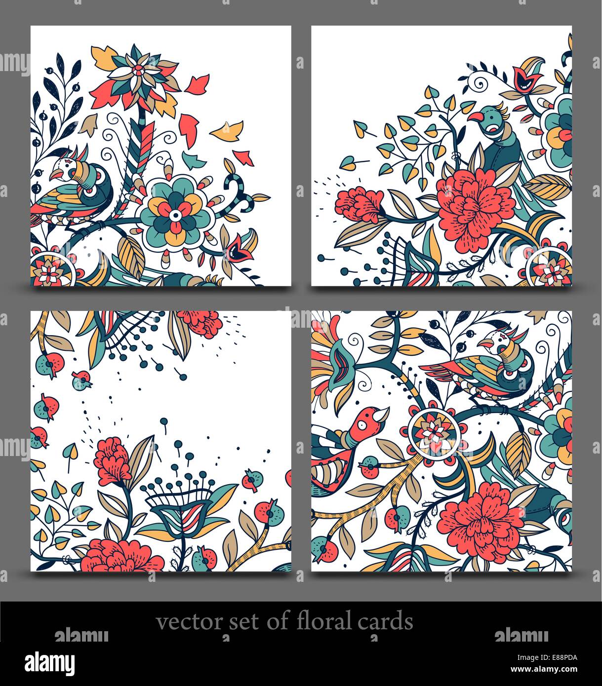 vector set of hand drawn floral backgrounds Stock Vector Image & Art ...