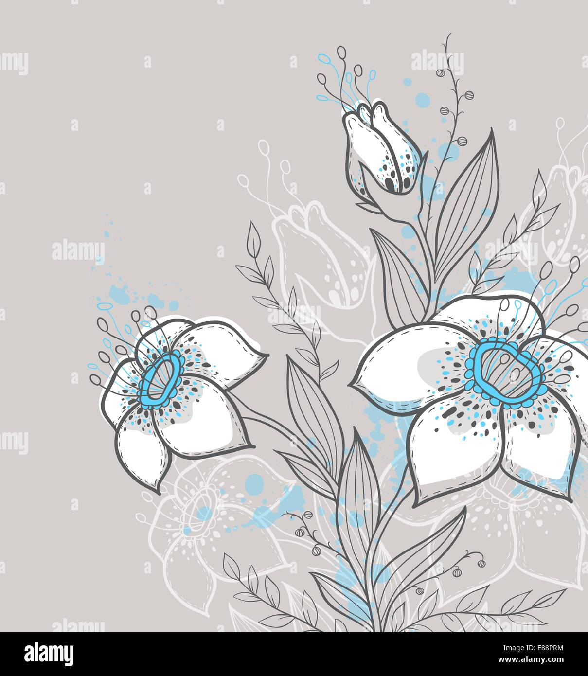 Hand drawn decorative vector background with flowers Stock Vector Image ...